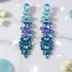 1 Pair Luxury Exaggerated Glass Rhinestone Gradient Color Dangle Earrings, Suitable For Party, Wedding, Holiday