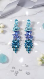 1 Pair Luxury Exaggerated Glass Rhinestone Gradient Color Dangle Earrings, Suitable For Party, Wedding, Holiday