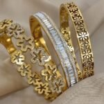 18K Gold Plated Stainless Steel Elegant Floral Bangle Set For Women - Vintage Carved & Cutout Flower Cuff Bracelets, Mom Gift, Teacher Gift, Summer Travel Beach Jewelry, Boho Jewelry, Rave/Prom/Party/Daily Accessories, Back To School Gift, Birthday Gift, Bridesmaid Gifts, Pride Accessories