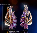 Pair Elegant Drop Dangle Earrings Suitable for - Boho Wedding Jewelry, Shiny Stackable Layered Stone Earrings for Parties, Valentine's Gifts, Year-Round Wear