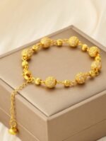 18K Gold Plated Copper, 1pc Fashionable Personalized Beaded Bracelet, Elegant Ladies Bracelet, Suitable For Parties, Gifts, And Daily Wear