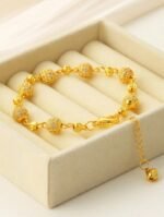 18K Gold Plated Copper, 1pc Fashionable Personalized Beaded Bracelet, Elegant Ladies Bracelet, Suitable For Parties, Gifts, And Daily Wear - Image 3