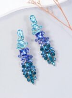 1 Pair Luxury Exaggerated Glass Rhinestone Gradient Color Dangle Earrings, Suitable For Party, Wedding, Holiday - Image 2