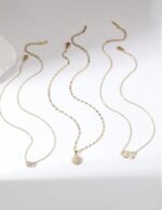 3pcs Fashionable & Luxurious Double-Ring Pendant Necklace Set With Cubic Zirconia Inlaid Flowers, Stainless Steel Chain - Image 4