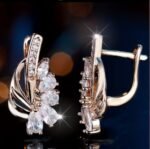 Pair of Luxurious and Elegant Earrings, Charming and Trendy with Artificial Synthetic Zirconia, Wedding Jewelry for Women - Simple Bridal Accessories - Image 2