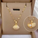 Hollowed-Out Shell Pearl Necklace