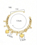 Double Heart Charm Bracelet - Image 6