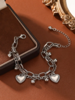 Double Heart Charm Bracelet