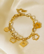 Square & Flower Charm Bracelet