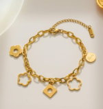 Square & Flower Charm Bracelet - Image 3