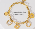 Square & Flower Charm Bracelet - Image 2