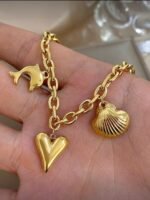 Dolphin Heart Shell Charm - Image 2