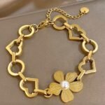 Golden Bloom Heart Bracelet