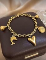 Dolphin Heart Shell Charm