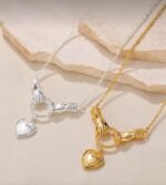 Gold Heart - Hands Necklace - Image 3
