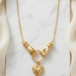Gold Heart - Hands Necklace