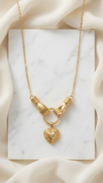 Gold Heart - Hands Necklace