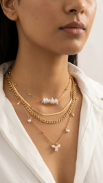 Pearl Gold Layered Necklace - Image 3