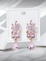 Blush Crystal Leaf Drop Earrings - Image 4