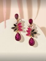 Teardrop Shaped Colorful Floral stone Earrings - Image 5
