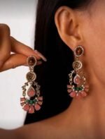 Flower Statement Pink Earrings - Image 4