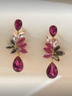 Teardrop Shaped Colorful Floral stone Earrings - Image 6