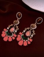 Flower Statement Pink Earrings - Image 3