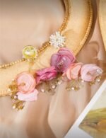 Handmade Wavy Cloth & Faux Pearl Decor Flower Earrings - Image 5