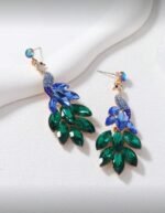 14K Gold Plated-Peacock Feather Earrings - Image 2