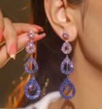 Super Sparkling Water Drop Dangle Earrings - Image 4