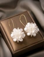 Flower Petal Geometric Long Dangle Earrings - Image 3