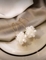 Flower Petal Geometric Long Dangle Earrings - Image 4