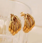 18K Gold Plated C-Shaped Stud Earrings - Image 3