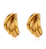 18K Gold Plated C-Shaped Stud Earrings - Image 5