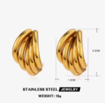 18K Gold Plated C-Shaped Stud Earrings - Image 4