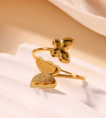 18K Gold Plated Butterfly Finger Ring - Image 2