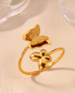 18K Gold Plated Butterfly Finger Ring - Image 4