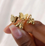 18K Gold Plated Butterfly Finger Ring - Image 3