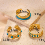 3pcs Stainless Steel Blue Oil Drop Finger Ring Set - Image 3