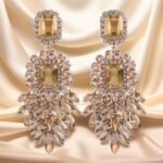 Light Brown Crystal Dangle Earrings - Image 3
