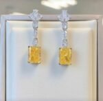 Yellow Crystal Drop Earrings - Image 3