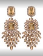 Light Brown Crystal Dangle Earrings - Image 4