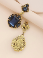 Navy blue stone Decor Drop Earrings - Image 3