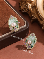 Oval Pearl Flower Earrings - Image 2
