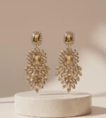 Light Brown Crystal Dangle Earrings - Image 5