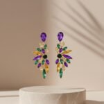 Vibrant Purple, Green & Yellow Statement Earrings
