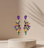 Vibrant Purple, Green & Yellow Statement Earrings