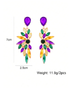 Vibrant Purple, Green & Yellow Statement Earrings - Image 5