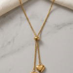 Double Heart Pendant Adjustable 18k Gold Plated