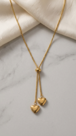 Double Heart Pendant Adjustable 18k Gold Plated